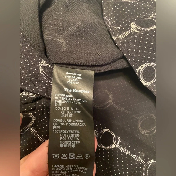 The Kooples Handcuff Chain Polka Dot Long Sleeve Silk Dress - Picture 10 of 13